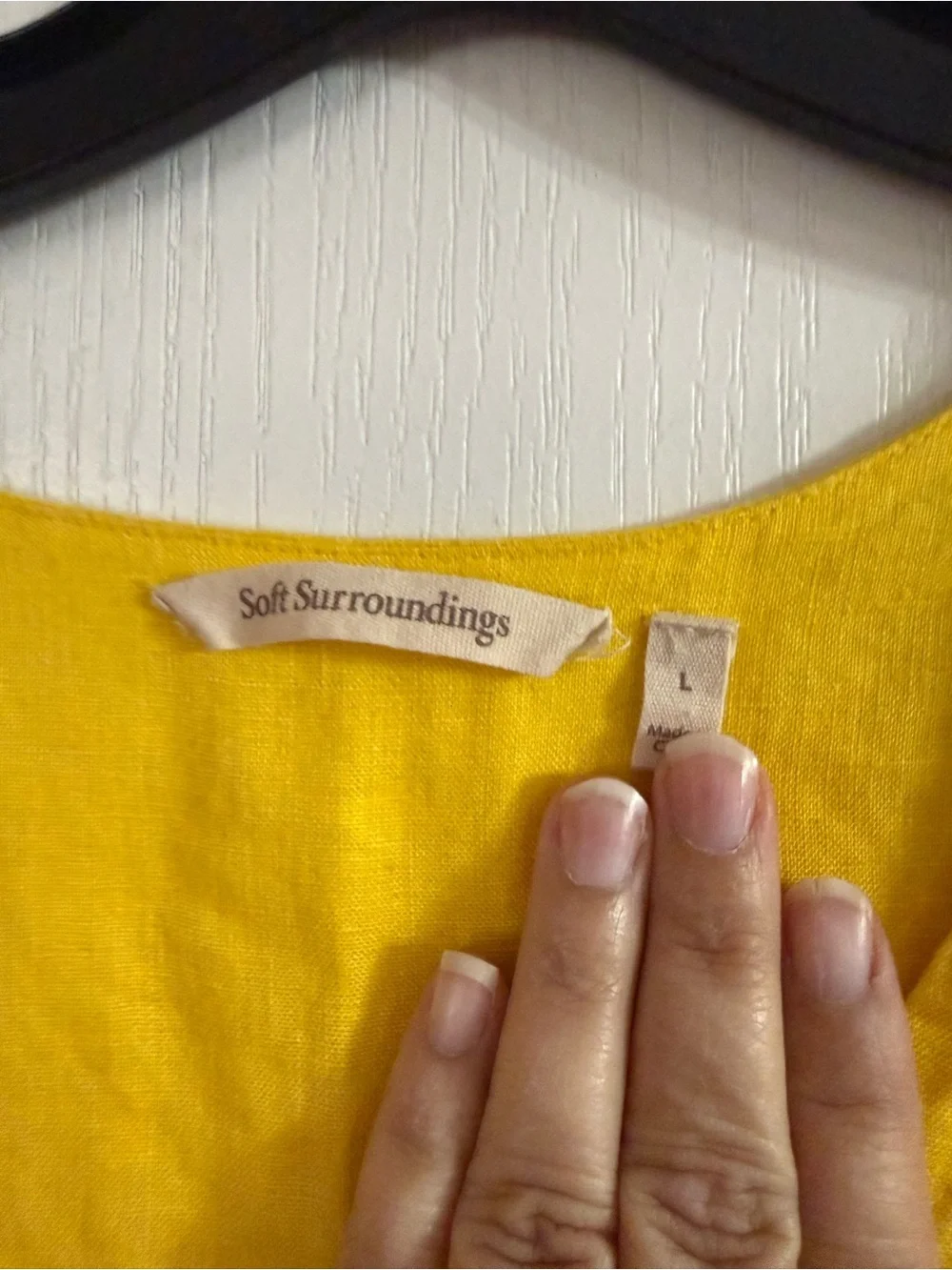 Soft Surroundings 100% Linen Women’s Yellow Bell Sleeve Dress Sz L. AG-60